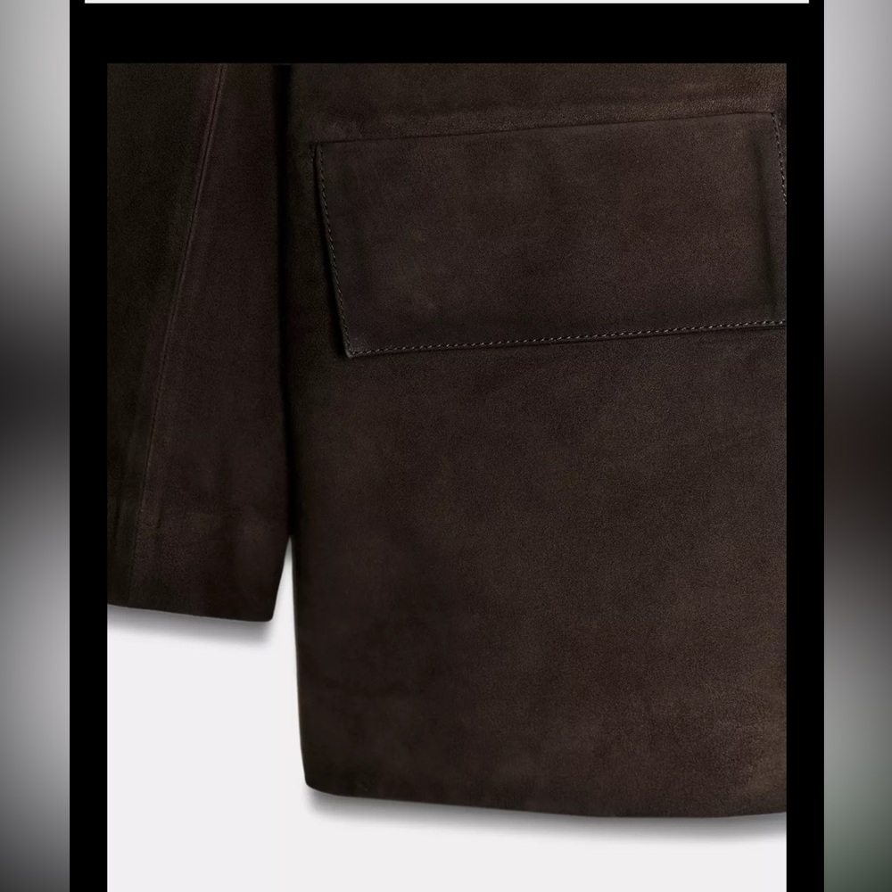 ZARA 100% SUEDE LEATHER BLAZER JACKET - Picture 12 of 12